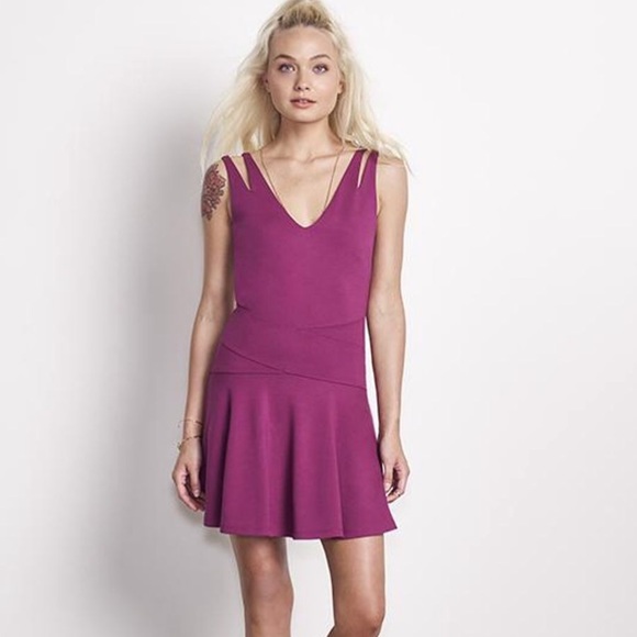 Ali & Jay Le Marais Ponte Sexy Pink Purple Fit & Flare Sleeveless Mini Dress - Picture 4 of 6